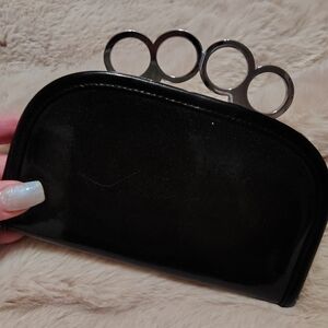 Black Clutch with Silver Handle